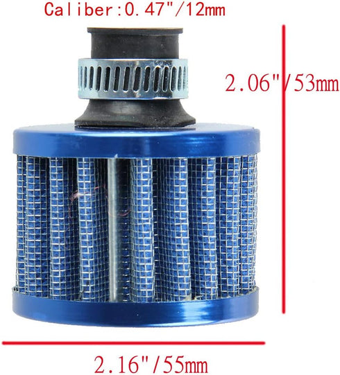 ESUPPORT Universal 12mm Mini Blue Cone Cold Air Intake Filter Turbo Vent Breather Car...