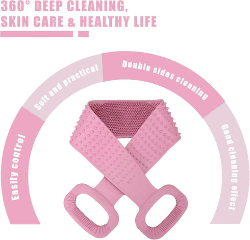 Silicone Back Scrubber for Shower - 30.7 Inches Back Washer with Handles - Exfoliating Body Scrubber Lotion Applicator for Men and Women Skin Heal...