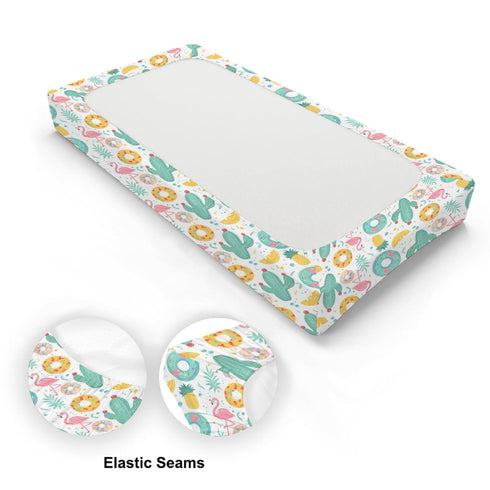Summer Cactus Changing Pad Cover, Summer Beach Prints Baby Nursery Diaper Changing Table Pad Cover, Unisex Summer Pattern Diaper Changing Sheet fo...