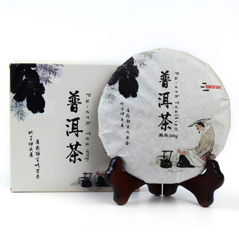 SANRAN Pu erh tea, Aged Ripe Puerh Tea Cake, Chinese Yunnan Fermented Pu Erh Black Teas, 7.1oz/Pack...