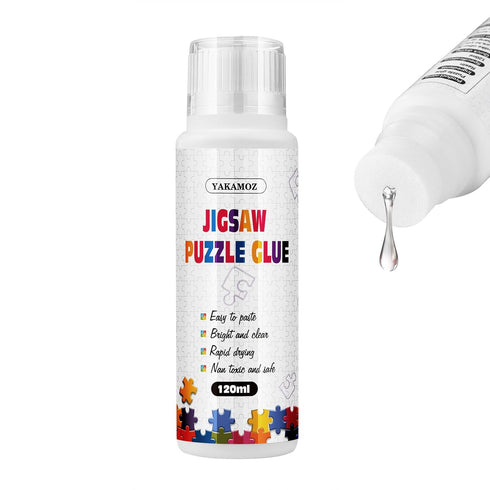 YAKAMOZ Updated Jigsaw Puzzle Glue with New Sponge Head for Adults and Children Clear Water-Soluble Special Craft Puzzle Glue Quick Dry for 1000/1...
