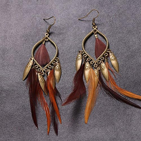 FXmimior Fashion Women Vintage Bohe Feather Earrings for Christmas Xmas Jewelry Women...