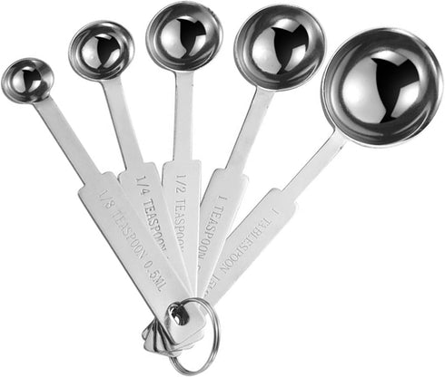 5PCS OstWony Measuring Spoons Set, Includes 1/8 tsp, 1/4 tsp, 1/2 tsp, 1 tsp, 1 tbsp, Food Grade Stainless Steel measuring cups, Tablespoon and Te...