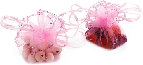 50Pcs 9.8 Inch Round Organza Bags Drawstring, Sheer Tulle Circles Jewelry Candy Pouch Baby Shower Wedding Party Favor Gift Bags (Pink)...