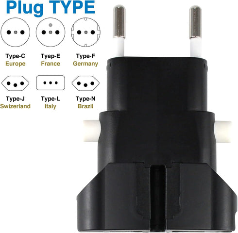 ROAD WARRIOR Universal Travel Plug Adapter Europe/UK/Australia/USA/India/China Compact Does Not Convert Voltage RW101BK Black...