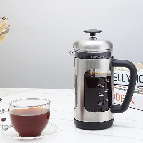 Easyworkz Stainless Steel French Press 12 oz Coffee Tea Maker with Soft Grip Handle...