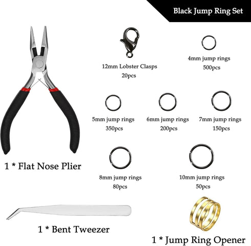 1350pcs Open Jump Rings Lobster Clasps Set with Jewelry Pliers,Tweezers and Jump Rings Tool Opener for DIY Earring Bracelet Necklace Extender Chai...