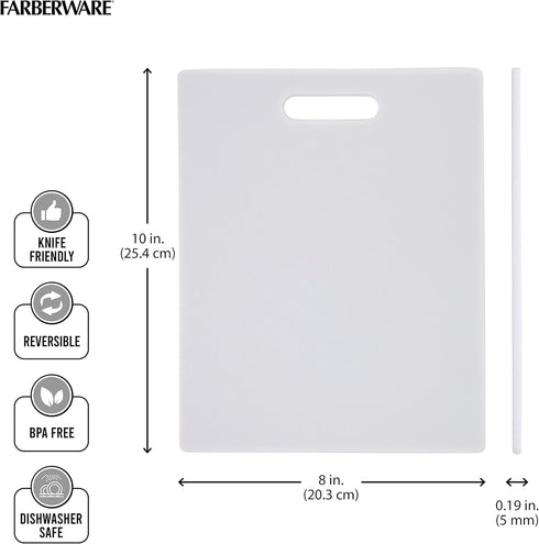 Farberware Plastic Cutting Board, 8x10 Inch, White...