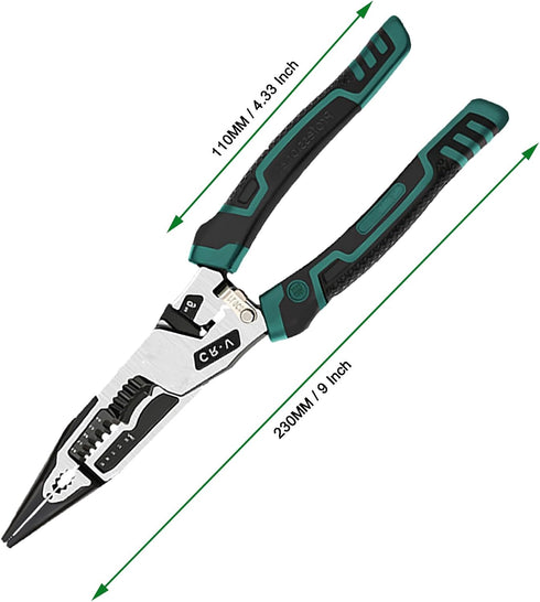Wire Stripper, 10 in 1 Wire Strippers Tool with Stripping Cutting and Crimping for Electrician Working Efficiency...
