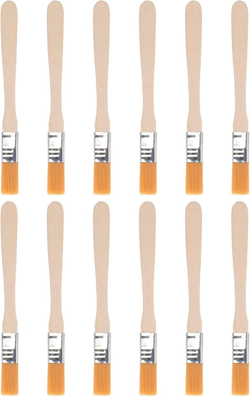 uxcell 5" Paint Brush 0.5" Width Soft Nylon Bristle with Wood Handle for Wall, Cabinets, Fences Yellow 12Pcs...