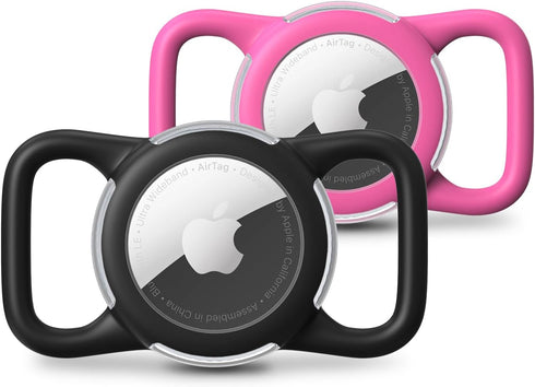 Waterproof Airtag Dog Collar Holder, Silicone & ABS Airtag Holder for Dog & Cat Collars, Ultra-Durable, Lightweight and Protective Airtag Case (Bl...