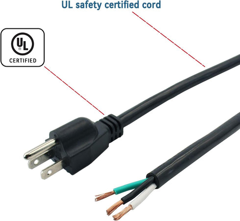 14 Gauge Replacement Power Cord?8Ft Cable 110V 115V 120V 300V Pigtail for Appliance, NEMA 5-15P Plug US SJT 14AWG (14/3), Pigtail Cord...