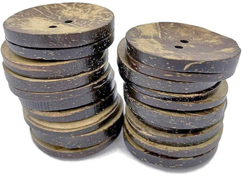 AMORNPHAN 20 PCS 1.5 Inch 40mm Brown Thick Natural Wooden Large Coconut Shell Buttons 2 Holes for Crafts DIY Clothing Sewing (40mm 20pcs)...