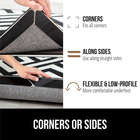 Gorilla Grip 16 Pack Rug Gripper Pads, Keep Area Rugs Corners from Curling and Bunching, Reusable Dual-Sided Flexible Sticky Pad, Grips Floor Unde...