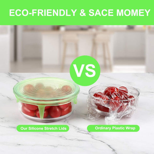 Silicone Stretch Lids, 12 Pcs Silicone Lids, 6 Sizes BPA-free Silicone Bowl Covers Reusable for Cups, Bowls and Dish, Flexible, Round and Rectangl...