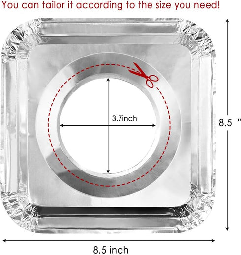 Aluminum Foil Gas Stove Burner Liners, 50 Pack Stove Burner Covers Disposable Square Stove Bib Liners Gas Rangetop Protectors Cooktop Replacement Keep Stove Clean Square 8.5"