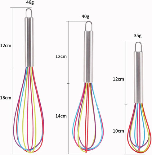 8/10/12 Inch Stainless Steel Egg Blender Balloon Whisk, Manual Whisk Blender, Kitchen Baking Utensils, Cream Butter Whisk (Color : Rainbow 10 Inch...