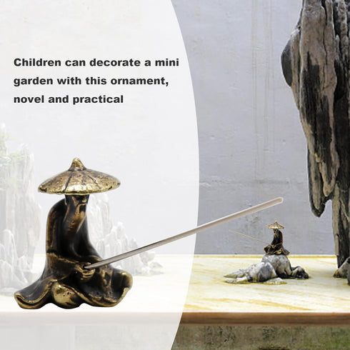 2pcs Miniature Garden Decoration Set, Copper Fisherman Figurines, Kiang Taigong Fishing Models, Chinese Mudman Sitting Fishing for Garden & Patio ...