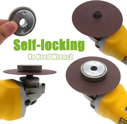 Gear Type Self-Locking Angle Grinder Flange Lock Nuts M14 Thread Quick Release Nut Clamping Equipment Power Tool Accessory, Silver...