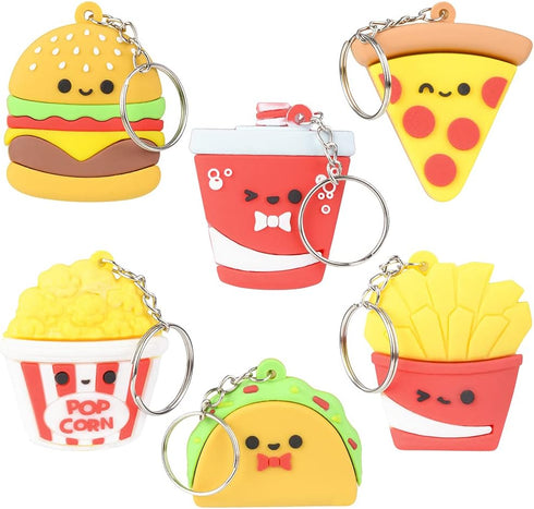 ArtCreativity Fast Food Keychains For Kids, Set of 6, Includes Soda, Pizza, Taco, Sandwich, Popcorn And French Fries, Cool Keychain Accessories, K...