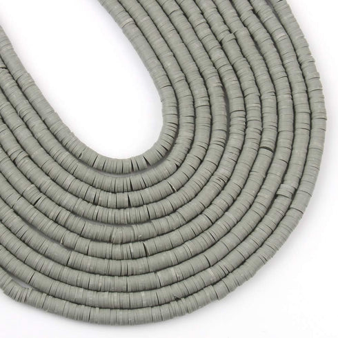 3600 pcs Light Gray Clay Beads for Bracelets Making, 10 Strands Flat Round Polymer Clay Beads 6mm Spacer Heishi Beads for Jewelry Making Earring N...