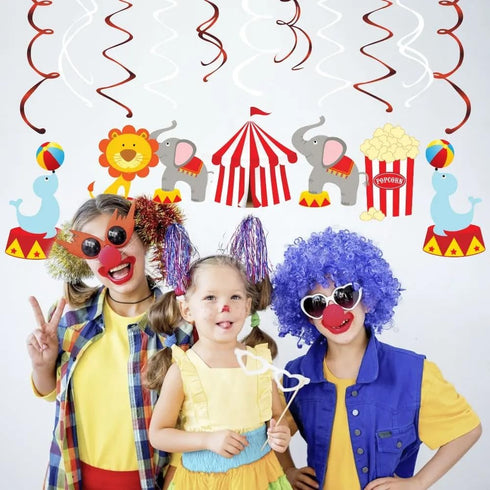 30Ct Carnival Hanging Swirl Decorations, Circus Animals Party Supplies, Circo Birthday Favors for Kids, Baby Shower Ceiling Streamers, 1st, First ...