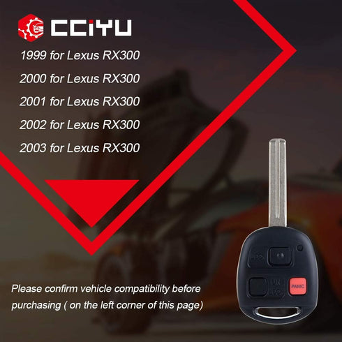cciyu 3btn Black Keyless Entry Remote for Lexus RX300 3.0L SUV, 1999-2003, ABS Material...