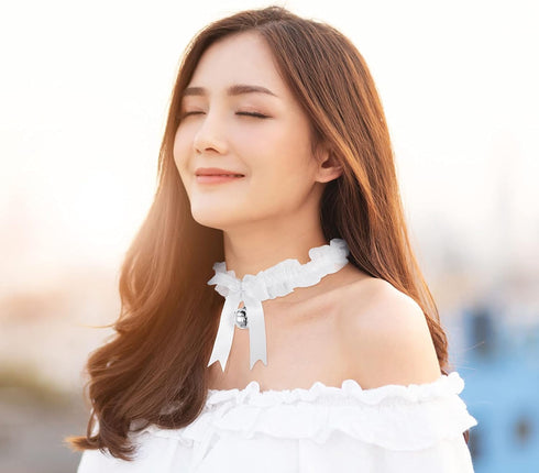 3 Pieces Punk Lace Chokers Gothic Lace Bowknot Choker Necklaces with Bells Stretch Collar Chokers Ribbon Necklaces for Women...