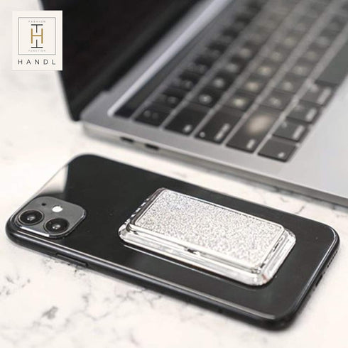 HANDL New York Silver Glitter HANDLstick Silver Glitter Grip and Stand for Smartphone...