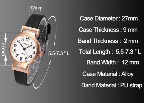 Top Plaza Womens Ladies Classic Simple Leather Analog Wrist Watch Rose Gold Case Arabic Numerals Casual Dress Quartz Watches,Small Dial...