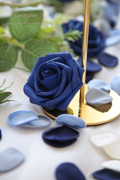 Floroom 300pcs Rose Petals Dusty Blue Navy Faux Silk Flower Petals for Wedding Flower Girl Basket Aisle Scatter Dinner Table Centerpieces Party Co...