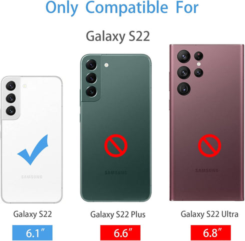 ZZXX for Samsung Galaxy S22 Case Wallet with Card Slot Premium Soft PU Leather Zipper Flip Folio with Wrist Strap Kickstand Protective Case (Blue-...