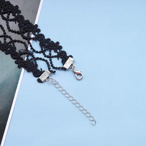 Vintage Black Lace Choker Necklace Black Teardrop Crystal Choker Necklace Gothic Hollow Lace Necklaces 90s Victorian Tattoo Necklace Jewelry for W...