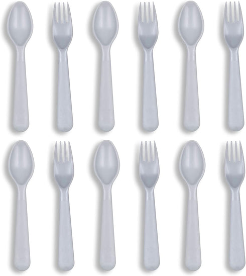 12 Pcs Plastics Toddler Utensils kids Silverware Baby Spoons and Forks Set Baby Feeding Dinnerware Utensils BPA Free Microwave Dishwasher and Free...