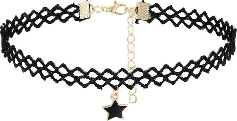 Olbye Elastic Choker Star Necklace Black Tattoo Choker Necklaces for Women and Girls Plastic Minimal Necklace Jewelry...