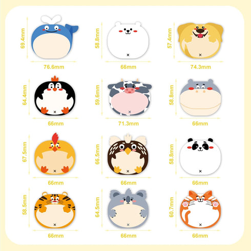 Cute Sticky Notes, 24 Pieces Cartoon Animals Sticky Kawaii Notes Fun Sticky Notes Cute Notepads Last Day of School Stationery Supplies for Office ...