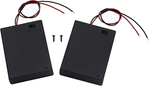 (Pack of 2 4 AA Battery Holder with Switch, 6V Battery Holder with Switch, 4X 1.5V AA Battery Holder with Leads and Switch...
