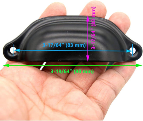 8 PCs Vintage Style Seashell Shaped Pulls - Cup Pulls - Drawer Handles Pulls with Black Finish - 3-17/64-in Length by 1-19/64-in Height...