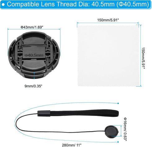 PATIKIL 40.5mm Lens Cap Set, 5Pack Sides Pinch Snap Camera Lens Cover for Front Len Suitable for 40.5mm Thread Universal DSLR Lenses for Nikon, fo...