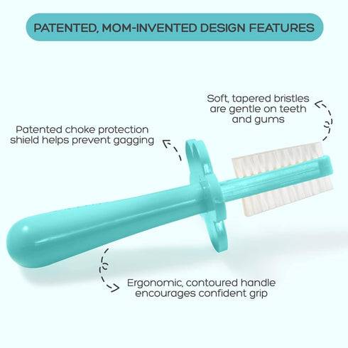 grabease Baby Finger Toothbrush for Infants & Toddlers - BPA-Free & Phthalate-Free Silicone Baby Toothbrush - 1 Pack - Teal...