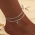 Ankle Bracelets for Women,14K Gold Plated Layered Glitter Waterproof Anklet Rhinestone Cross Anklets Layered Anklet Bracelets Boho Summer Beach Wa...