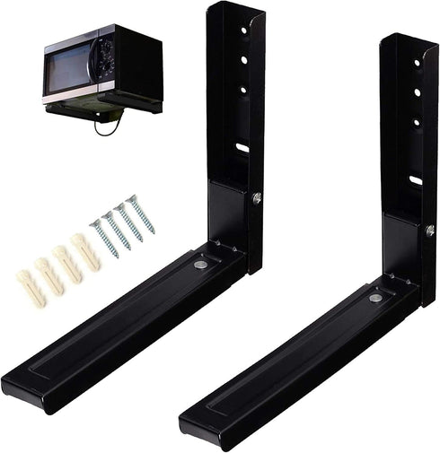 Microwave Wall Mount Brackets, Foldable Arm Adjustable Extensible Wall Hanging Microwave Brackets Oven Stand Shelf Rack Load 100 lb (Black)...