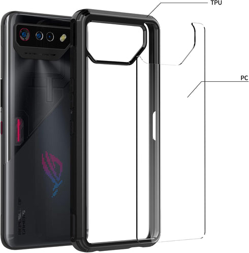 Foluu for Asus ROG Phone 7/ROG 7 Ultimate Case, Hard PC Back & Soft TPU Bumper Protective Shockproof Scratch Resistant Case for Asus ROG Phone 7/R...