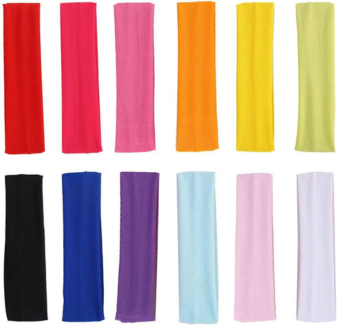 DIYASY 12 Pcs Women Yoga Headbands, Fashion Soft Elastic Cotton Sweatband Yoga Stretchy Headband for Women 12 Colors...