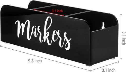 MyGift Whiteboard Marker Holder, Black Acrylic Wall Mounted or Tabletop Dry Erase Marker/Eraser/Cleaner Caddy with Cursive MARKERS Label...