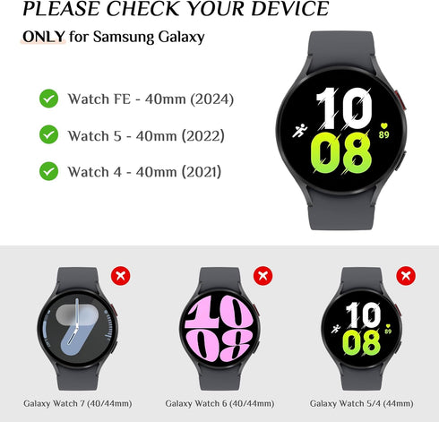 Goton Bling Case Designed for Samsung Galaxy Watch FE 5 4 Screen Protector 40mm Accessories - Glitter Diamond Protective Face Cover with Tempered ...