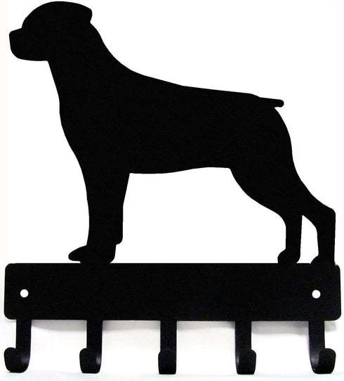 Rottweiler Key Holder Dog Leash Hanger for Wall - Large 9 inch Wide with 5 Hooks - Made in USA...