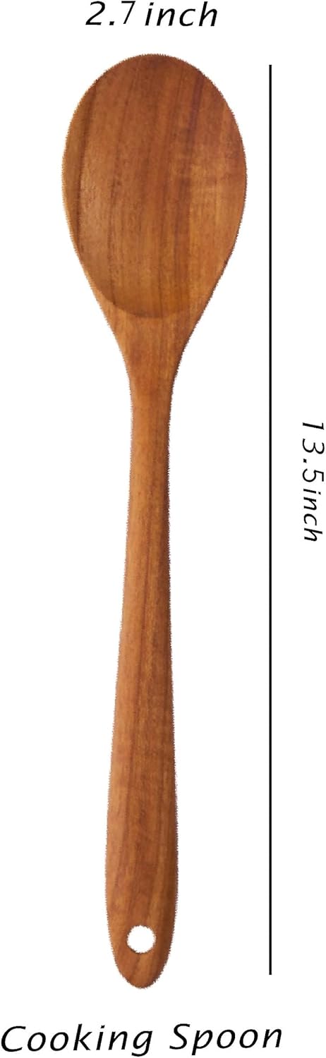 Teak&Treat Wooden Spoon for Cooking, Mixing, Serving - Good Grip Multi-Purpose Kitchen Utensil 13.5" - Teak Utensils (Teak Cooking Spoon)...