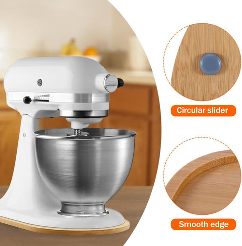 Bamboo Mixer Slider Mat, Kitchenaids Mat Slider Compatible with Kitchen Aids KitchenAids 4.5-5 Quart Mixer, Bamboo Kitchen Appliance Sliding Mat, ...