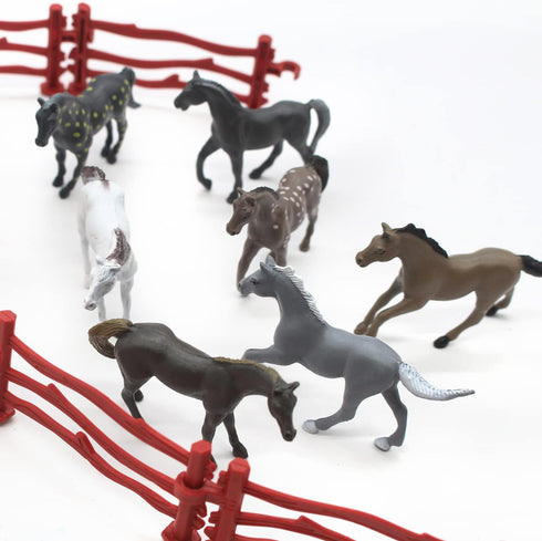 Animal Assorted Mini Plastic Figures Toy Set, Educational Party Cake Topper, Goody Bag Filler (8pcs horse)...